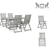 vidaXL 5-tlg. Garten-Essgruppe Massivholz Akazie Grau - Gartenmöbel-Sets