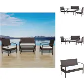 vidaXL 4-tlg. Garten-Lounge-Set mit Auflagen Poly Rattan Braun - Gartenmöbel-Sets