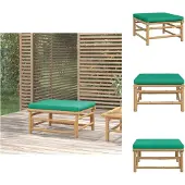 vidaXL Gartenhocker mit Grünem Kissen Bambus - Gartensofaelemente