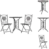 vidaXL 3-tlg. Bistro-Set Mosaik Keramik Grau - Gartenmöbel-Sets