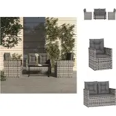 vidaXL 4-tlg. Garten-Lounge-Set mit Kissen Poly Rattan Grau - Gartenmöbel-Sets