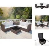 vidaXL 4-tlg. Garten-Lounge-Set mit Auflagen Poly Rattan Braun - Gartenmöbel-Sets