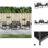 vidaXL 5-tlg. Garten-Essgruppe mit Kissen Dunkelgrau PP-Rattan - Gartenmöbel-Sets