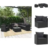 vidaXL 7-tlg. Garten-Lounge-Set mit Auflagen Poly Rattan Schwarz - Gartensofaelemente