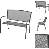 vidaXL Gartenbank 108 cm Stahl und Gitter Anthrazit - Gartenbänke