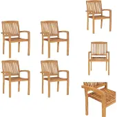 vidaXL Stapelbare Gartenstühle 4 Stk. Massivholz Teak - Gartenstühle