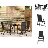 vidaXL 5-tlg. Garten-Essgruppe Schwarz - Gartenmöbel-Sets