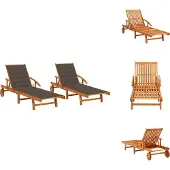 vidaXL Sonnenliegen 2 Stk. mit Auflagen Massivholz Akazie - Sonnenliegen