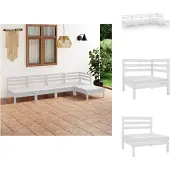 vidaXL 5-tlg. Garten-Lounge-Set Massivholz Kiefer Weiß - Gartenmöbel-Sets