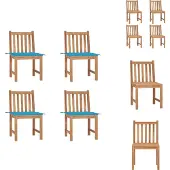 vidaXL Gartenstühle 4 Stk. mit Kissen Massivholz Teak - Gartenstühle