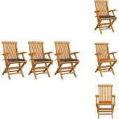 vidaXL Gartenstühle mit Anthrazit Kissen 3 Stk. Massivholz Teak - Gartenstühle