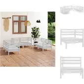 vidaXL 6-tlg. Garten-Lounge-Set Weiß Massivholz Kiefer - Gartenmöbel-Sets