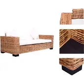 vidaXL 3-Sitzer Gartensofa Natürliches Rattan - Gartensofas