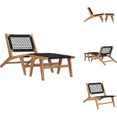 vidaXL Sonnenliege mit Fußablage Massivholz Teak und Seil - Sonnenliegen