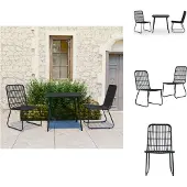 vidaXL 3-tlg. Garten-Essgruppe Poly Rattan und Glas - Gartenmöbel-Sets
