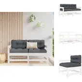 vidaXL Gartenstühle mit Kissen 2 Stk. Weiß Massivholz Kiefer - Gartensofaelemente