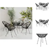 vidaXL 5-tlg. Garten-Essgruppe PVC Rattan Schwarz - Gartenmöbel-Sets