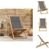 vidaXL Strandstuhl Klappbar Massivholz Teak Grau - Gartenstühle