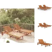 vidaXL 2-tlg. Sonnenliegen-Set mit Tisch Massivholz Akazie - Sonnenliegen