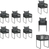 vidaXL Gartenstühle 6 Stk. mit Kissen Poly Rattan Schwarz - Gartenstühle