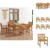 vidaXL 7-tlg. Garten-Essgruppe Massivholz Teak - Gartenmöbel-Sets