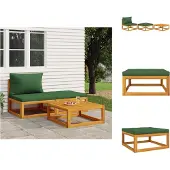 vidaXL 3-tlg. Garten-Lounge-Set mit Kissen Massivholz Akazie - Gartensofaelemente