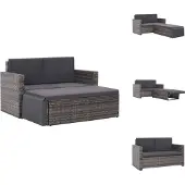 vidaXL 2-tlg. Garten-Lounge-Set mit Auflagen Poly Rattan Grau - Gartenmöbel-Sets