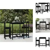 vidaXL 3-tlg. Gartenbar-Set Schwarz Massivholz Kiefer - Gartenmöbel-Sets