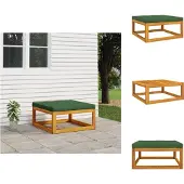 vidaXL Gartenhocker mit Grünem Kissen Massivholz Akazie - Gartensofaelemente