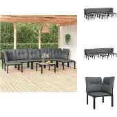 vidaXL 8-tlg. Garten-Lounge-Set Schwarz und Grau Poly Rattan - Gartenmöbel-Sets