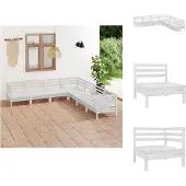vidaXL 7-tlg. Garten-Lounge-Set Massivholz Kiefer Weiß - Gartenmöbel-Sets