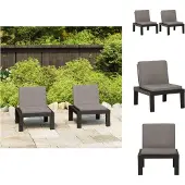 vidaXL Gartenstühle mit Auflagen 2 Stk. Kunststoff Grau - Gartenstühle