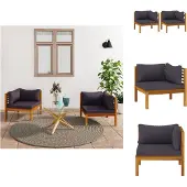 The Living Store Ecksofas 2 Stk. mit Dunkelgrauen Kissen Massivholz Teak
