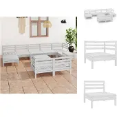vidaXL 10-tlg. Garten-Lounge-Set Weiß Massivholz Kiefer - Gartenmöbel-Sets