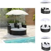 vidaXL Gartenbett mit Sonnenschirm Braun Poly Rattan - Gartenbetten