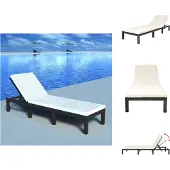 vidaXL Sonnenliege mit Auflage Poly Rattan Schwarz - Sonnenliegen