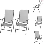 vidaXL Stapelbare Gartenstühle 2 Stk. Stahl Grau - Gartenstühle
