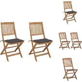 vidaXL Klappbare Gartenstühle 2 Stk. mit Kissen Massivholz Akazie - Gartenstühle