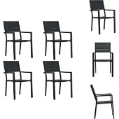 vidaXL Gartenstühle 4 Stk. Schwarz HDPE Holz-Optik - Gartenstühle