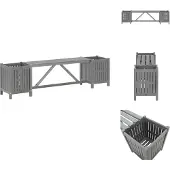 vidaXL Gartenbank mit 2 Pflanzkübeln 150 cm Massivholz Akazie Grau - Gartenbänke