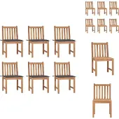 vidaXL Gartenstühle 6 Stk. mit Kissen Massivholz Teak - Gartenstühle