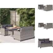 vidaXL 3-tlg. Garten-Essgruppe Poly Rattan & Massivholz Akazie - Gartenmöbel-Sets