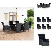 vidaXL 7-tlg. Garten-Essgruppe mit Auflagen Poly Rattan Dunkelgrau - Gartenmöbel-Sets