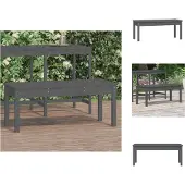 vidaXL Gartenbank Grau 109x44x45 cm Massivholz Kiefer - Gartenbänke