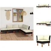 vidaXL 6-tlg. Garten-Lounge-Set mit Kissen Poly Rattan Schwarz - Gartenmöbel-Sets