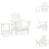 vidaXL Adirondack-Gartenstuhl mit Tisch Massivholz Tanne Weiß - Gartenmöbel-Sets