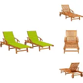 vidaXL Sonnenliegen 2 Stk. mit Auflagen Massivholz Akazie - Sonnenliegen