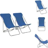 vidaXL Klappbare Strandstühle 2 Stk. Stahl und Oxford-Gewebe Blau - Gartenstühle