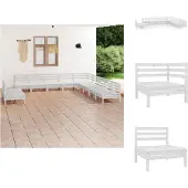 vidaXL 11-tlg. Garten-Lounge-Set Massivholz Kiefer Weiß - Gartenmöbel-Sets