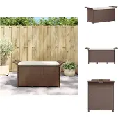 vidaXL Gartenbank mit Kissen Braun 116x46x57 cm Poly Rattan - Gartenbänke